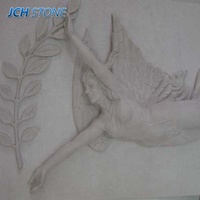 Relief mural en marbre architectural, sculpture d'anges et de fleurs pour la décoration murale