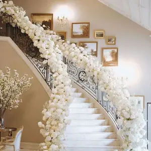 GIGA Chemin de table de luxe 3ft 6ft Long Soie Fleurs Préservées Décoration de mariage unique Fêtes de haute conception Nouvel An