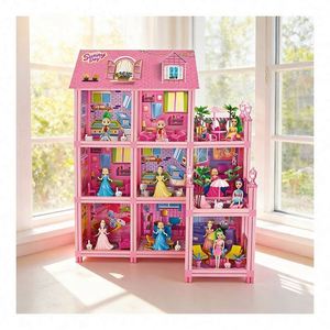 Princess Villa Houses <b>Play</b> Set With Bedroom <b>Kitchen</b> Bathroom Balcony Furniture Pretend <b>Play</b> Gift for Girls Kids - Product Image 1