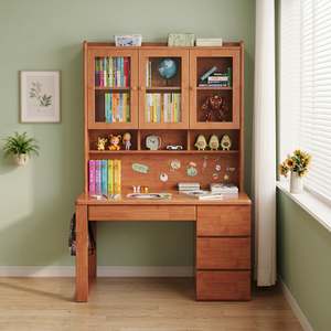 Wood <b>Study</b> <b>Desk</b> with Bookshelf Storage for Kids Bedroom Home Office Furniture Set - Product Image 3