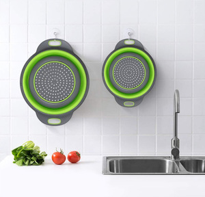 Panier de vidange rond pour évier de cuisine, multifonctionnel, pliable, en silicone, pour laver les fruits et légumes, avec poignée - Vente en gros - Product Image 2