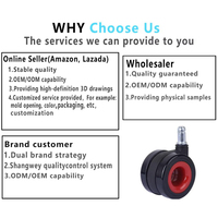 Roulettes de meubles modernes noires creuses de 2,5 pouces avec frein et roulement à billes, ajustables pour cuisine et salon - Vente en gros usine