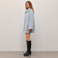 Manteau long en cachemire et laine pour femme, nouvelle collection automne 2026, réversible double face avec col en fourrure