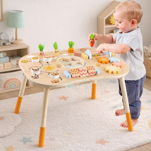 Mesa de Juego Montessori Multifuncional de Madera, Clasificador de Formas, Juguetes Sensoriales, Mesa de Actividades de Madera para Bebés - Product Image 2