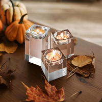 Support de bougie en cristal transparent personnalisé, bougeoir en verre fait main pour la décoration de la maison et des mariages