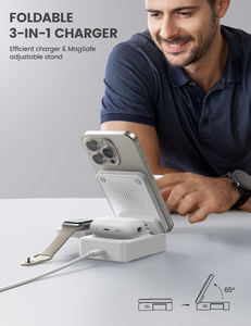 Lamicall T10 Support de charge sans fil pliable 3-en-1 Station de charge magnétique rapide pour téléphone, montre et écouteurs, portable pour voyage T7 - Product Image 4