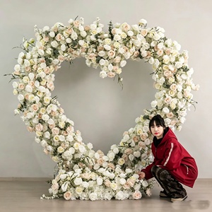 Arreglo Floral Artificial para Boda, Corazón de Rosas de Seda, Fondo Moderno Hecho a Mano para Decoración de Bodas y Fiestas - Product Image 5