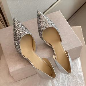 Chaussures de mariée pour femmes, talon aiguille de 8,5 cm, bout pointu, strass, cuir véritable, style luxe léger, été - Product Image 5