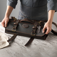 Nouveau Design Crazy-horse Sacs à dos en cuir Couteau de chef professionnel Rouleau Sac 11 fentes Pochette de rangement portable