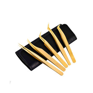 Pinces à cils en or rose de qualité supérieure avec logo personnalisé, pinces pour extensions de cils, emballage personnalisé, prix de gros - Product Image 2