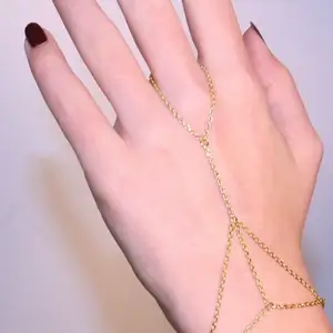 Goud Zilver Kleur Chain Punk Vinger Ring Armband Eenvoudige Siamese Armband Voor Vrouwen Mode Hand Sieraden Bedelarmband Geschenken