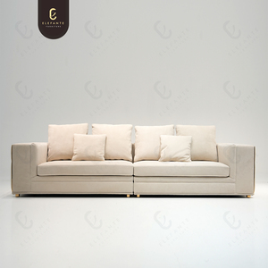 Nouveau produit 2024, canapé modulaire italien de luxe léger, mobilier moderne pour salon, ensemble en cuir blanc pour villa et appartement - Product Image 3
