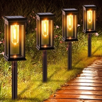 Lampu Taman LED Surya Grosir, Lampu Jalur Persegi dengan Bohlam Kawat Tungsten, Tahan Air, Lampu Lanskap untuk Halaman Luar Ruangan dan Jalan Setapak