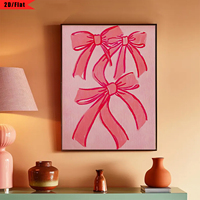 Toile d'art moderne imprimée en HD, motif nœud rose, esthétique coquette, image murale en ruban, peinture sur toile imperméable, décoration de chambre pour filles