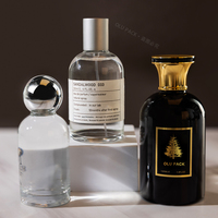 Couvercle moderne en zamac doré, or noir, estampillé homme, 30ml, 50 ml, 100 ml, flacon de parfum en verre noir avec boîte d'emballage