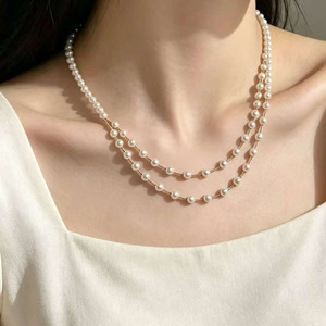 Collar de Perlas de Plata de Ley 925, Perlas de Agua Dulce Aurora de 4 mm, Estilo Ak, Cadena Delicada - Product Image 6