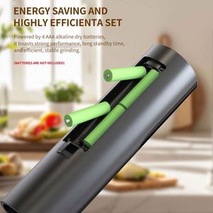 Juego de Molinillos de Sal y Pimienta de Acero Inoxidable a Pilas con Base de Almacenamiento, Luz LED, Diseño de Recarga Superior, Fácil de Rellenar, Mayor Capacidad - Product Image 5