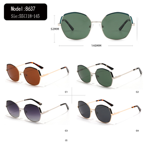 Lunettes de soleil œil de chat à monture intégrale unisexe pour adultes, protection UV400, verres verts, monture en métal - Product Image 3