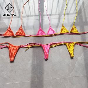 Fabricante de Trajes de Baño, Conjuntos de Bikini Personalizados para Mujer, Bikini de Tiras Brillante de Satén de Lujo, Traje de Baño 2024 - Product Image 5