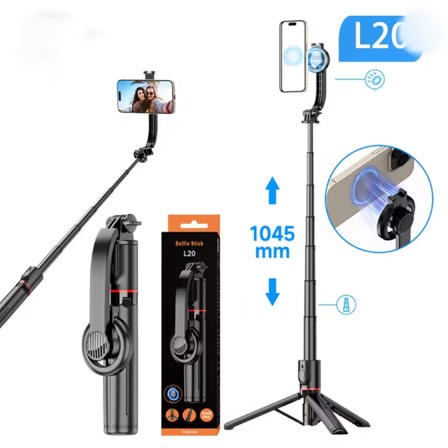 PT BT 360 Auto Rotating Selfie Stick Tripod With Light Selfie Stick With Handle Phone Tripod & Selfie Stick With Remote