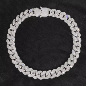 Collar <span class=keywords><strong>de</strong></span> <span class=keywords><strong>Cadena</strong></span> Cubana Chapado en Plata/<span class=keywords><strong>Oro</strong></span> <span class=keywords><strong>Blanco</strong></span> para Mujer, Estilo Hip Hop, <span class=keywords><strong>con</strong></span> Circonitas Brillantes y Cierre <span class=keywords><strong>de</strong></span> Resorte, 18 Pulgadas, Joyería <span class=keywords><strong>de</strong></span> Compromiso - Product Image 1