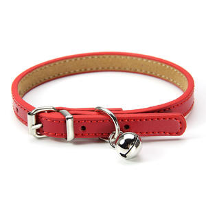 Collar de cuero con cascabel para cachorro, pajarita de lujo para perro pequeño - Product Image 1