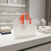 Sac de transport en plastique PE transparent réutilisable, épais, à fond carré, découpé, avec poignée patch, impression héliogravure, couleurs personnalisées, sur mesure