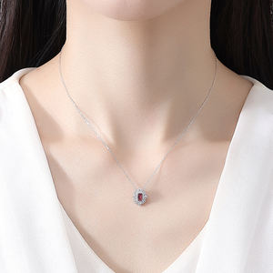 CZCITY Elegante Collana da Donna in Argento Sterling 925 con Pendente a Forma di Fiore Geometrico in <span class=keywords><strong>Rubino</strong></span>, Gioielli di Alta Qualità - Product Image 3