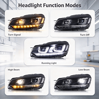Phare avant à LED Demon Eye avec boîtier noir pour VW Golf MK6 2010-2014, avec feux de jour (DRL) et clignotants séquentiels, pour une mise à niveau de l'éclairage avant
