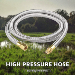<span class=keywords><strong>Tuyau</strong></span> tressé en acier inoxydable moulé haute pression de 10 mm, raccord femelle/mâle 3/8 po, poli, pour extension de gaz propane, réchaud de camping - Product Image 2
