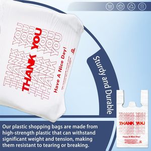 T-shirt blanc personnalisé avec logo, taille 1/6, sac en plastique PE pour supermarché, idéal pour l'emballage de fruits et l'épicerie, sac de courses pour la vente au détail - Product Image 5