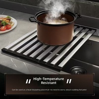 [Fabricant Direct] Étagère de Cuisine Rectangulaire Pliable en Acier Inoxydable à Double Niveau, Multifonctionnelle, Moderne et Minimaliste