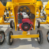 Bétonnière portative mini 500L à quatre roues, moteur diesel manuel rotatif 10HP certifié CE