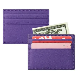 2023 Großhandel Custom ID Card Holder Wallet Ultra dünne Kreditkarten halter Slim Top Cow Leather kleine Brieftasche Frauen Geldbörse