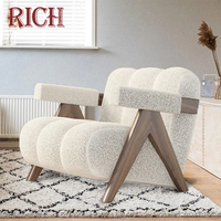 Moderner Nordischer Freizeitstuhl Weißer Bouclé-Samt Einzelsofa Akzent-Sessel für Zuhause Apartment Wohnzimmer Hotel Büro Lobby
