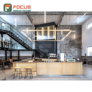 ตู้โชว์กาแฟสมัยใหม่ ตู้ไม้หน้ากระจก ช่องจัดแสดงอุปกรณ์เสริม ตู้โชว์สินค้าคาเฟ่ - Product Image 3