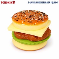 TONGXIN Squishy Géant Cheeseburger 5 couches 11 cm en Mousse PU Réaliste à Remontée Lente, Jouet Anti-stress à Presser, Vente en Gros