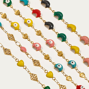 1 M in acciaio inox smalto malvagio occhio turco bracciale gioielli accessori per signore placcato oro collana cavigliera gioielli - Product Image 1