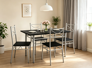 Set <span class=keywords><strong>da</strong></span> Pranzo Personalizzabile OEM/ODM con 4 Sedie, <span class=keywords><strong>Tavolo</strong></span> Minimalista Convertibile in Legno per Casa e Hotel - Product Image 3
