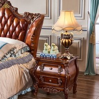 Maßgefertigte Europäische Klassische Villa Schlafzimmer-Möbelsets Luxuriöse Geschnitzte Holz-Polstermöbel Rundbett