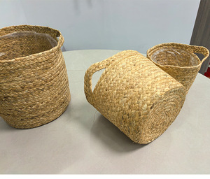 Cheapest Factory Grass Straw Decoration Woven <b>Storage</b> <b>Basket</b> Faux Rattan Flower Pot Medium Size - Product Image 4
