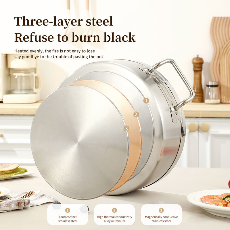 Durable Stainless Steel Kitchenware with Modern Design, Multifunctional Hotpot and Soup Pot, Food-grade Cooking Utensils · image 5