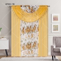 Rideaux transparents à imprimé floral Rideaux à poches semi-transparents en tissu polyester avec garniture et glands perlés