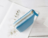 Portofolio Kulit Pebble A5 dengan Resleting, Logo Embos, Dompet Kartu Kulit PU