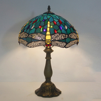 Personnalisé Rétro Créativité Vitrail Lampe De Chevet Lampe De Bureau Bar Étude Roses Raisins Veilleuse Lampes De Table