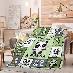 Couverture rectangulaire à imprimé Panda mignon, en polyester et coton, décoration de la maison, douce et confortable, utilisation quatre saisons - Product Image 3