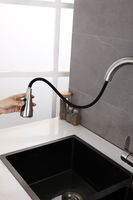 Robinet de cuisine 3 voies noir brossé avec purificateur d'eau intégré, à eau froide et chaude, pour évier, à extraction directe