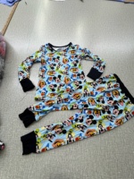 Pyjama décontracté imprimé à prix d'usine, 95% bambou 5% élasthanne, barboteuse bébé à manches longues et short, vêtements pour bébé doux pour la peau