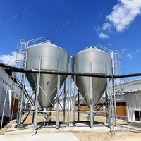 Silo automatique en acier galvanisé, état neuf, système d'équipement avicole, entrepôt de stockage de céréales et de maïs pour élevages, avec moteur