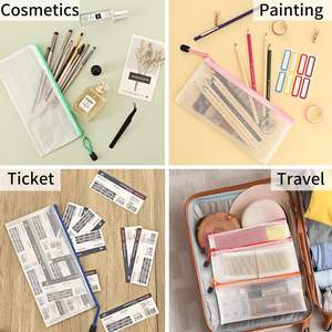 A6カスタムフォルダロゴ入りプラスチックドキュメントポーチ多目的トラベルバッグPVCメッシュジッパーポーチ防水クリアファイルバッグ - Product Image 5